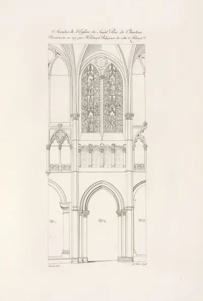 Arcades de l’église de saint père de Chartres reconstruite en 1170, par Hilduard réligieux de cette abbaye. av Nicolas Xavier Willemin