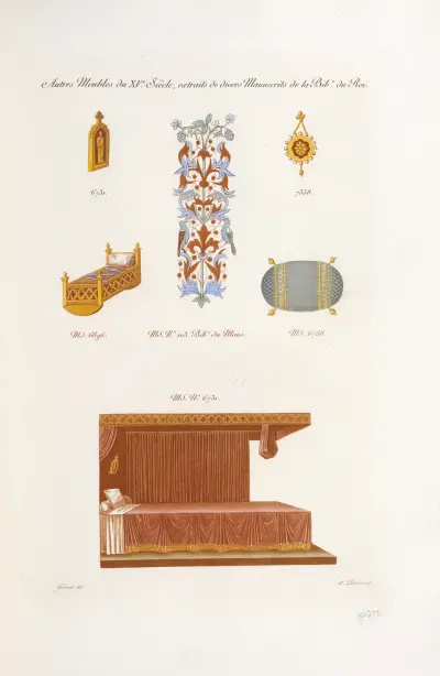 Autres meubles du XVe. siècle, extraits de divers manuscrits de la bib. du roi. av Nicolas Xavier Willemin