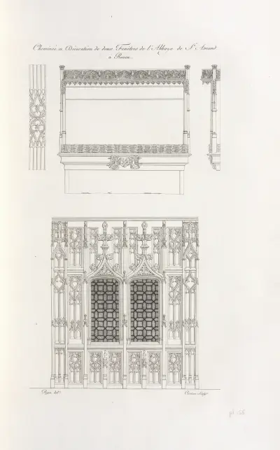 Spis och dekor vid två fönster i St. Amands kloster i Rouen av Nicolas Xavier Willemin
