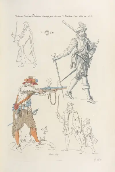 Civila och militära dräkter tecknade av olika mästare 1584 och 1612 av Nicolas Xavier Willemin