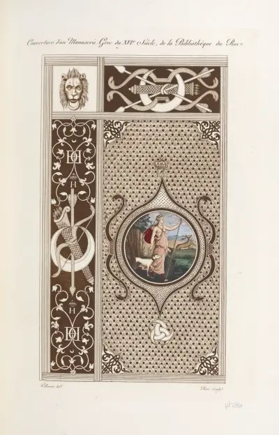 Couverture d’un manuscrit grec du XVIe. siècle, de la bibliothèque du roi. von Nicolas Xavier Willemin