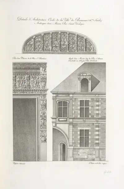 Arkitektoniska detaljer från staden Beauvais, arabesker från ett hus på rue Sainte-Véronique av Nicolas Xavier Willemin