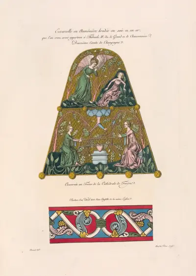 Bestickte Seiden- und Goldtasche, Thibault IV. zugeschrieben von Nicolas Xavier Willemin
