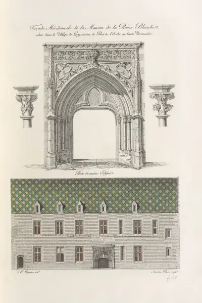 Södra fasaden av den vita drottningens hus, i byn Lery, kantonen Pont-de-l'Arche i Haute-Normandie av Nicolas Xavier Willemin