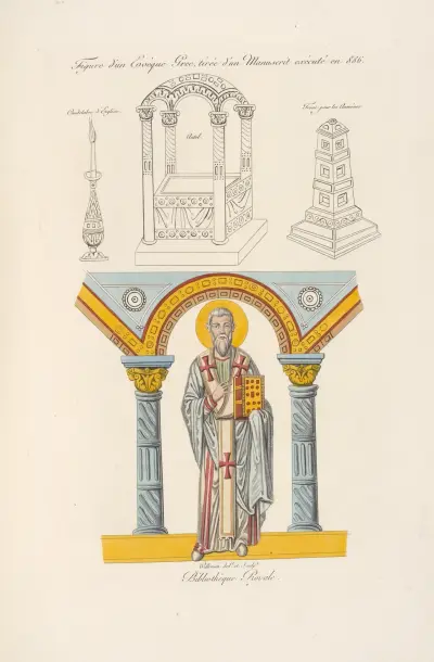 Figure d’un evêque grec, tirée d’un manuscrit exécuté en 886. av Nicolas Xavier Willemin