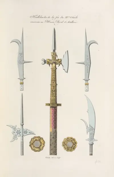 Hallebardes de la fin du XVe. siècle conservées au musée royal d’artillerie. av Nicolas Xavier Willemin