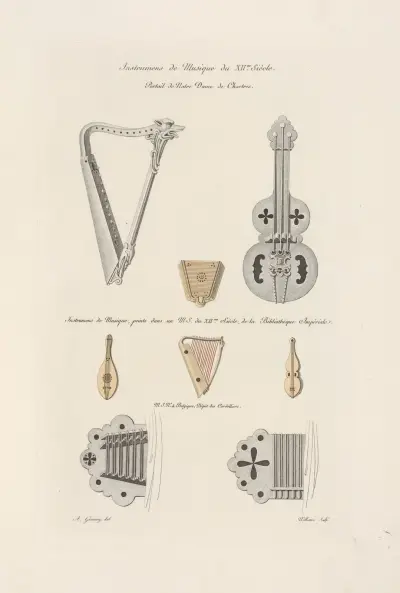 Musikinstrumente des 12. Jahrhunderts, 1839 – Nr. 2 von Nicolas Xavier Willemin