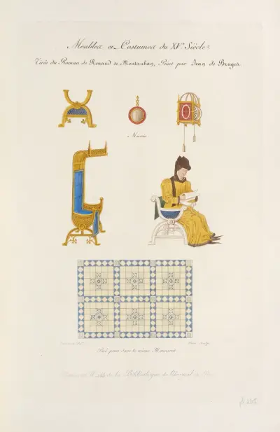 Meubles et costumes du XVe. siècle. Tirés du roman de Renaud de Moutauban, peint par Jean de Bruges. av Nicolas Xavier Willemin