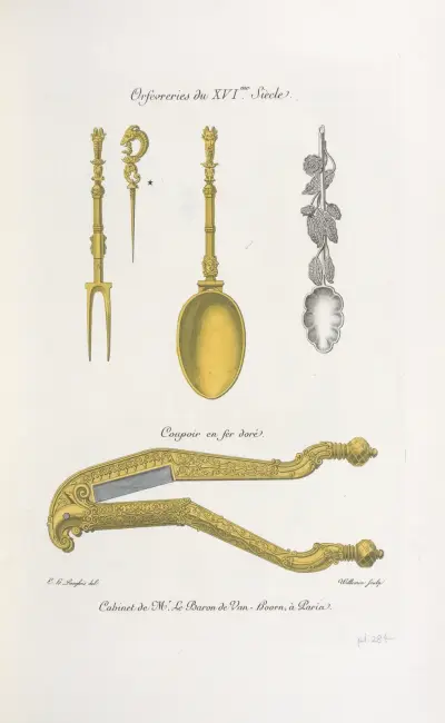 Orfevreries du XVIme. siècle. Coupoir en fer doré. av Nicolas Xavier Willemin