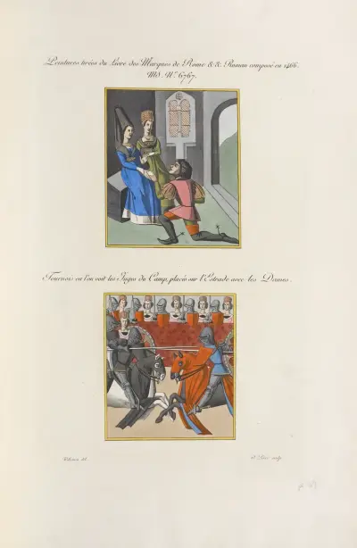 Målningar från boken om Roms märken. Romerskt verk sammanställt 1466. MS. nr 6767. av Nicolas Xavier Willemin