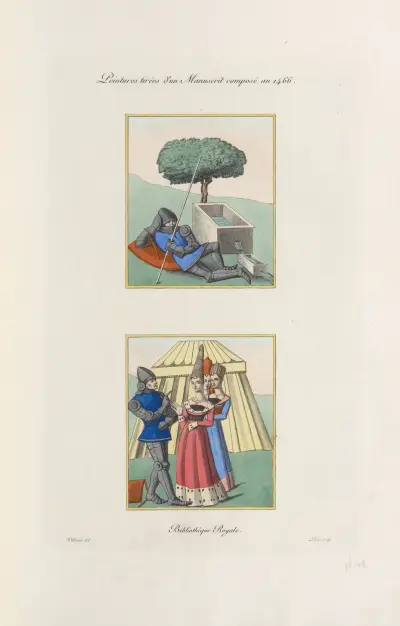 Målningar från ett manuskript från 1466. Kungliga biblioteket. av Nicolas Xavier Willemin