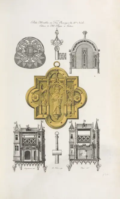 Petits meubles en fer, ouvrages du XVe. siè. Cabinet de M. Pugin à Londres. av Nicolas Xavier Willemin