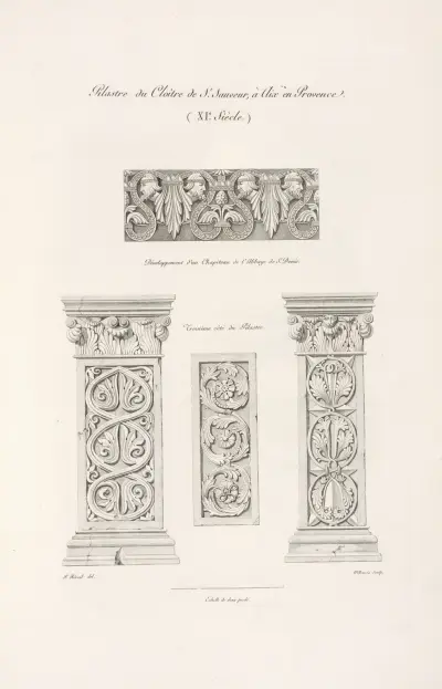 Pilaster från klostergången i Saint-Sauveur, Aix-en-Provence (1000-talet) av Nicolas Xavier Willemin