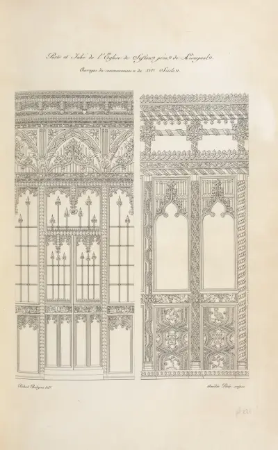 Porte et jube de l’église de Seston près de Liverpool. Ouvrages du commencement du XVIe. siècle. av Nicolas Xavier Willemin