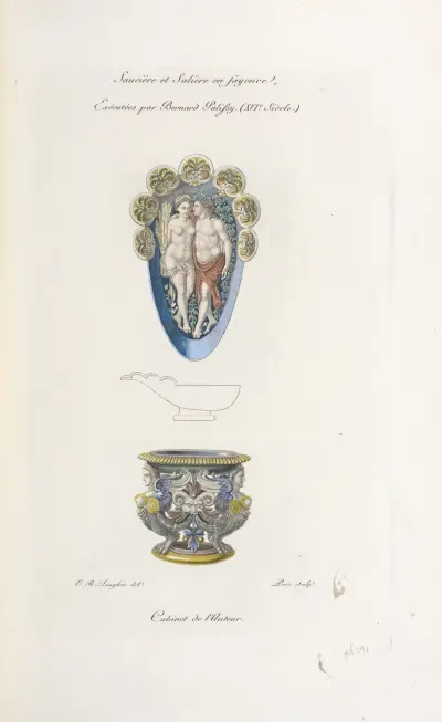 Såssnäcka och saltkar i fajans, utförda av Bernard Palissy (1500-talet) av Nicolas Xavier Willemin