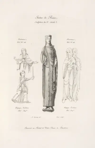 Drottningstatyer. 900-talsskulptur. av Nicolas Xavier Willemin