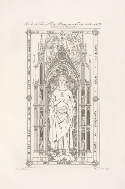 Gravsten över Herbice Bourgeois de Troyes, avliden 1348 (Église Saint-Urbain) av Nicolas Xavier Willemin