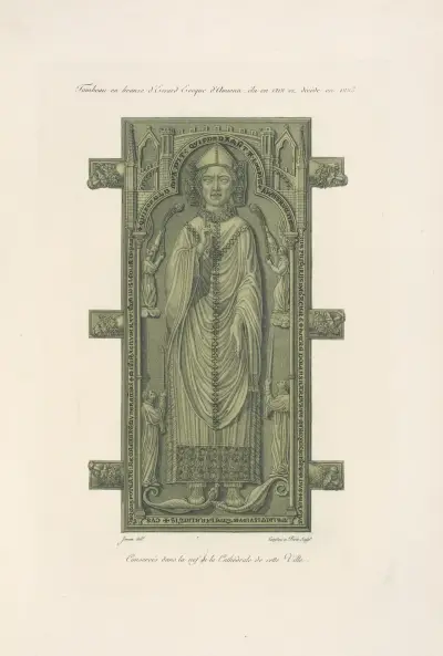 Bronsgravvård över Evrard, biskop av Amiens, vald 1212 och avliden 1223 av Nicolas Xavier Willemin