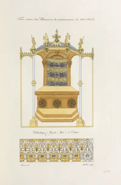 Trône extrait d’un manuscrit du commencement du XVIe. siècle. von Nicolas Xavier Willemin