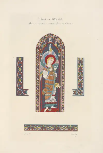 Vitrail du XIIIe. siècle. Placé au sanctuaire de Notre Dame de Chartres. av Nicolas Xavier Willemin