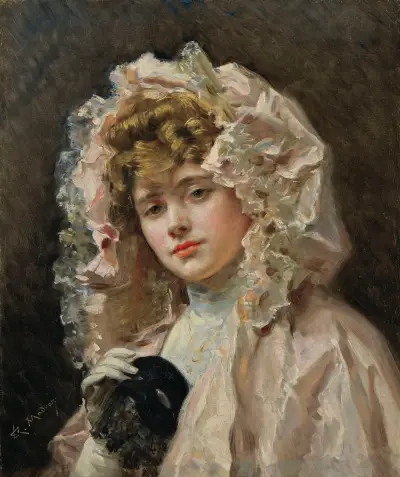 Junge Frau mit Wolf von Raimundo de Madrazo y Garreta