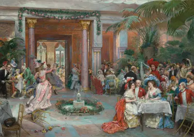 Maskenball im Ritz Hotel, Paris von Raimundo de Madrazo y Garreta