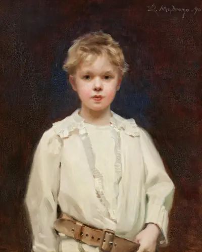 Portrait of a Boy with a White Shirt and Brown Leather Belt av Raimundo de Madrazo y Garreta