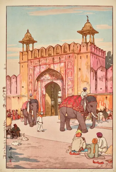 Jaipuuru no Ajumeru mon (The Ajmer Gate at Jaipur), 1931 – nr 1 av Yoshida Hiroshi