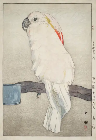 Obatan omu (Obatan parrot) av Yoshida Hiroshi
