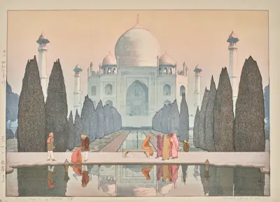Taji Maharu no asagiri, daigo (Morning mist at the Taj Mahal, no. 5) av Yoshida Hiroshi