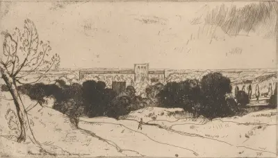 Distant View of Winchester and St. Cross, David Young Cameron