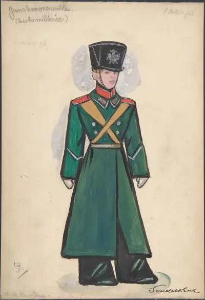 Jeune homme noble. Design for Stravinsky’s ballet ‘Petrouchka’ produced at the Metropolitan Opera, 1924-1931 av Sergey Yurievich Sudeikin