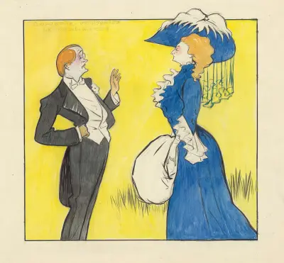 Cécile Sorel och Charles Le Bargy i 'Le demi-monde' av Alexandre Dumas fils av Yves Marevéry