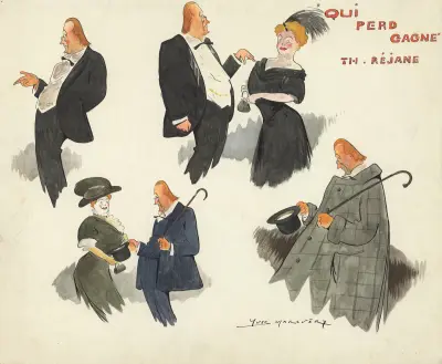 Gabriel Signoret et Gabrielle Réjane dans ‘Qui perd gagne’ de Pierre Veber av Yves Marevéry