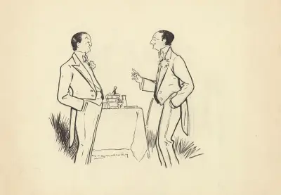 Gaston Dubosc och Marcel Simon i 'Séance de nuit' av Georges Feydeau av Yves Marevéry