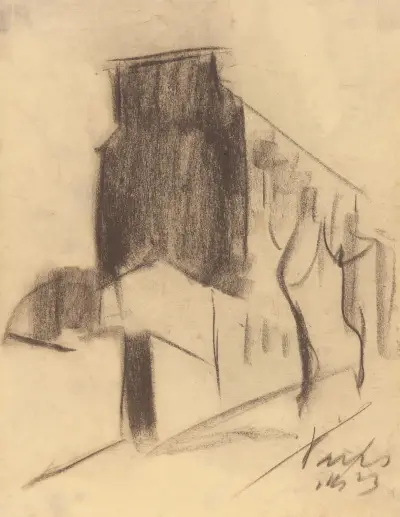 Teckning av ett hus i Paris av Zolo Palugyay