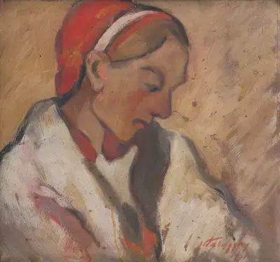 Girl in a Red Bonnet av Zolo Palugyay