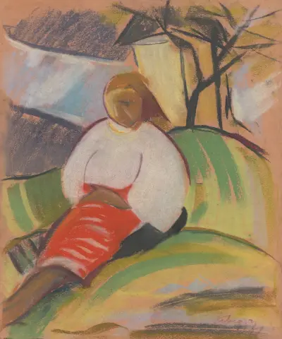 Girl in a Red Skirt av Zolo Palugyay