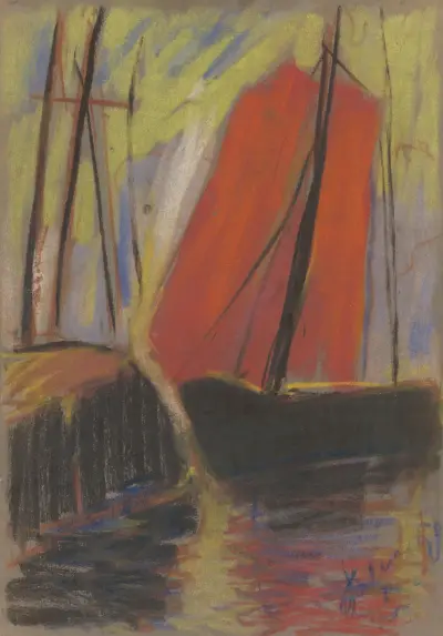 Röd yacht av Zolo Palugyay