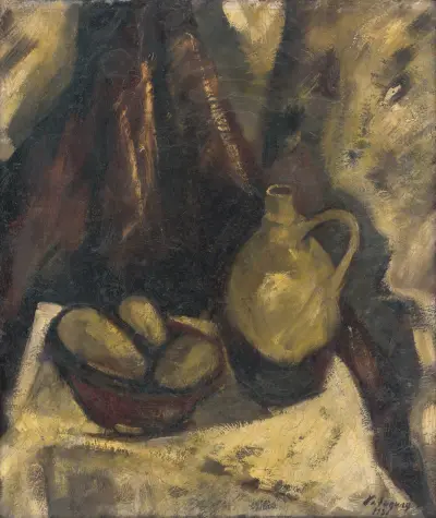 Stilleben med potatis och en kruka av Zolo Palugyay