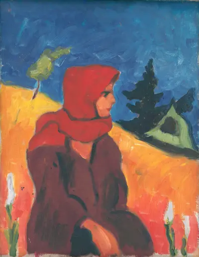 Village Girl in a Red Scarf av Zolo Palugyay