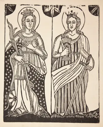 Saint Catherine and Saint Barbara av Zygmunt Łazarski