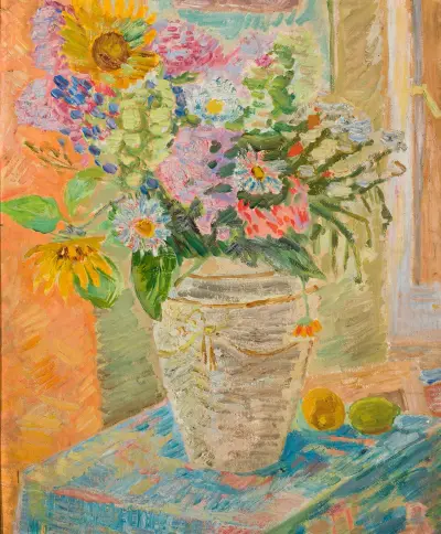 Flowers in a flower-vase av Zygmunt Waliszewski