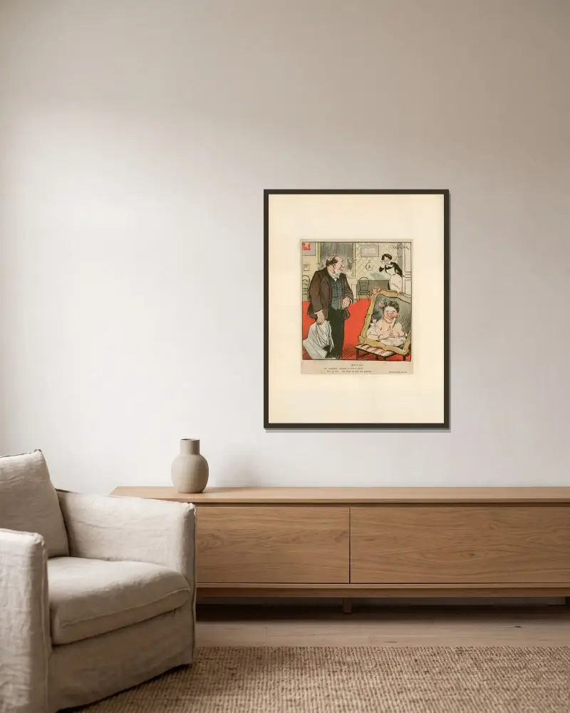 Beaux-arts von Abel Faivre gerahmt an einer Wand