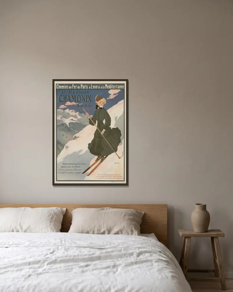 Chamonix av Abel Faivre inramad på en vägg