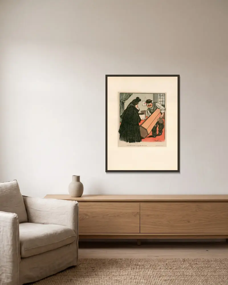 Ich habe sie aus Eiche gemacht von Abel Faivre gerahmt an einer Wand