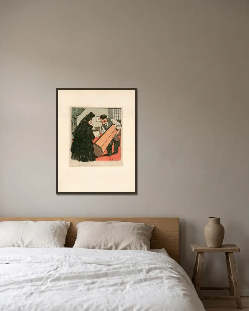 Ich habe sie aus Eiche gemacht von Abel Faivre gerahmt an einer Wand