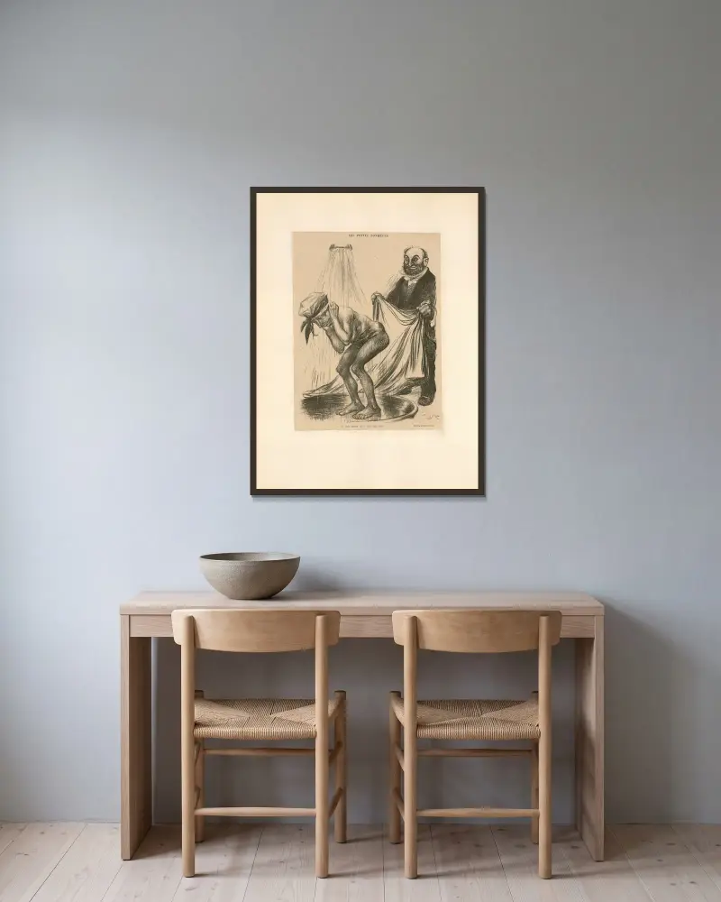 Les petits bonheurs von Abel Faivre gerahmt an einer Wand