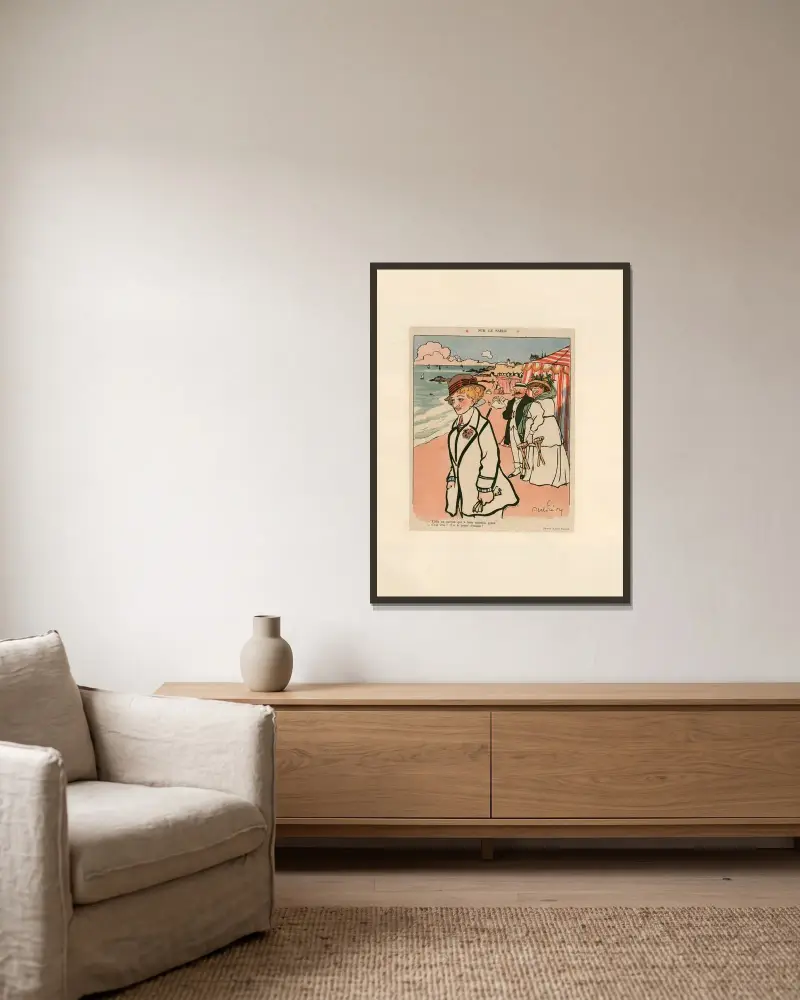 Auf dem Sand von Abel Faivre gerahmt an einer Wand