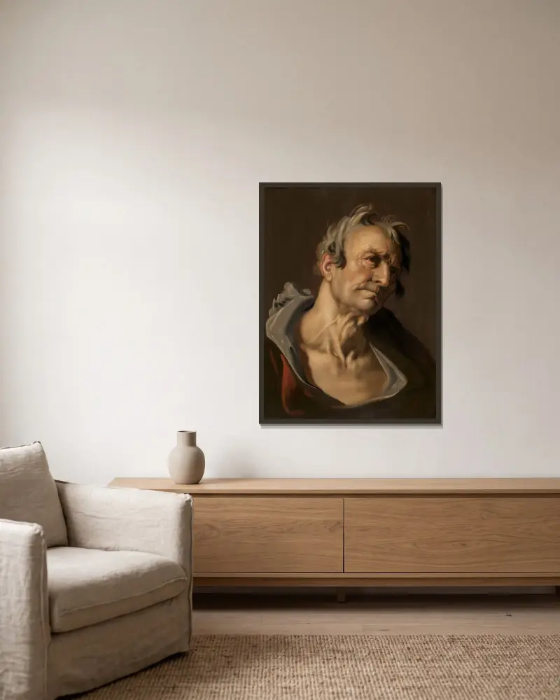 Head of an Old Man av Abraham Bloemaert inramad på en vägg